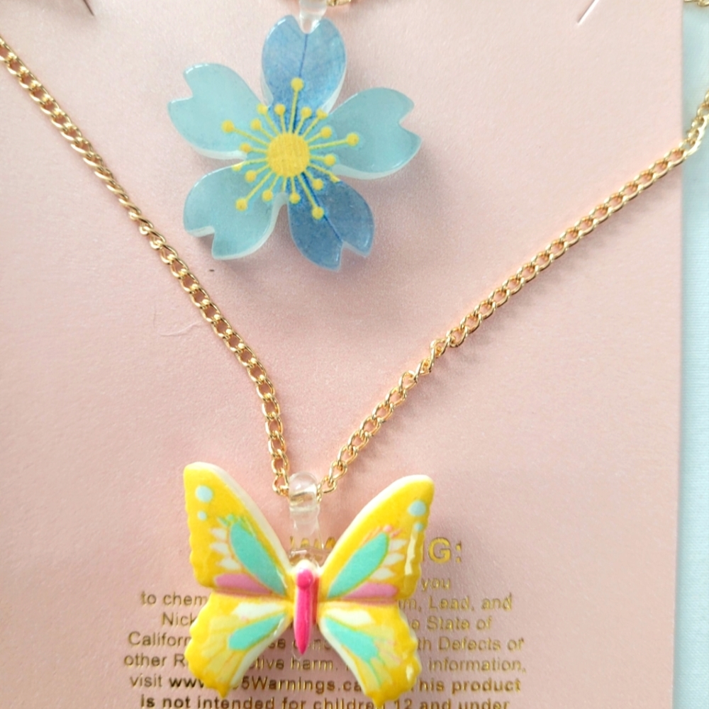 Kids Flower Butterfly Necklace
